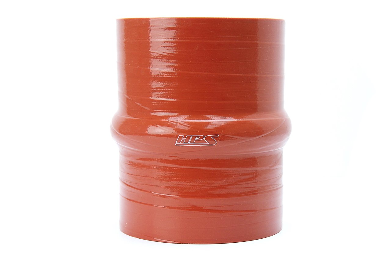 4" Length, HPS Performance 3.5" ID, Silicone Hump Coupler Hose, Ultra High Temp 4-Ply Aramid Reinforced, 35 Psi Max. Pressure, 500F Max. Temperature, SHC-350-L4-HOT, Orange