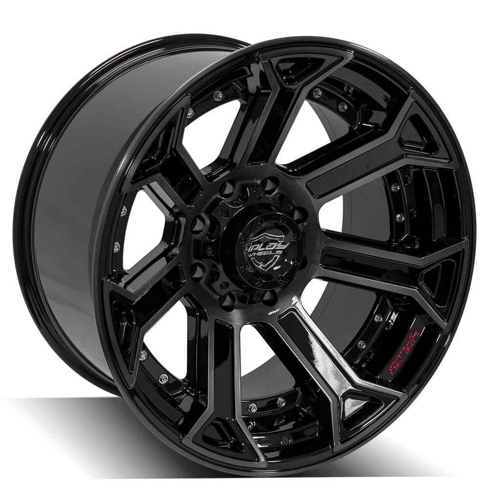 22 Inch 4PLAY Wheels 4P70 Rim Fits 8x165.1 22x12 Gloss Black Brushed with Tinted Clear (1)