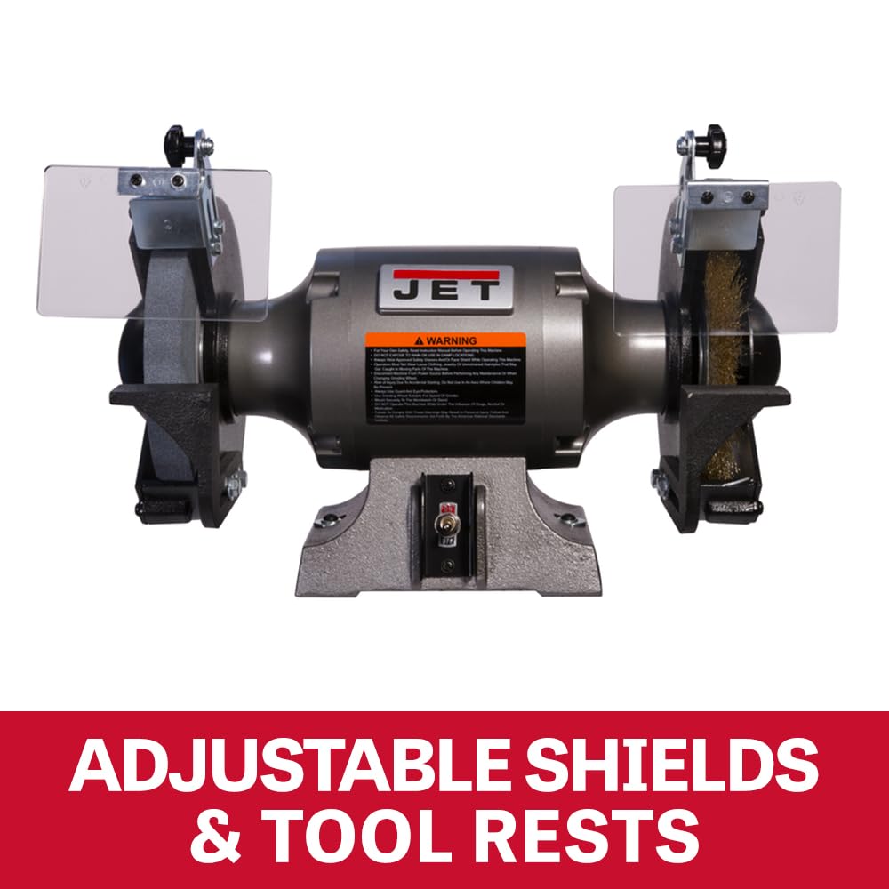 JET 8-Inch Bench Grinder, Wire Wheel with 3450 RPM, 1 HP, 115V 1Ph (Model JBG-8W)