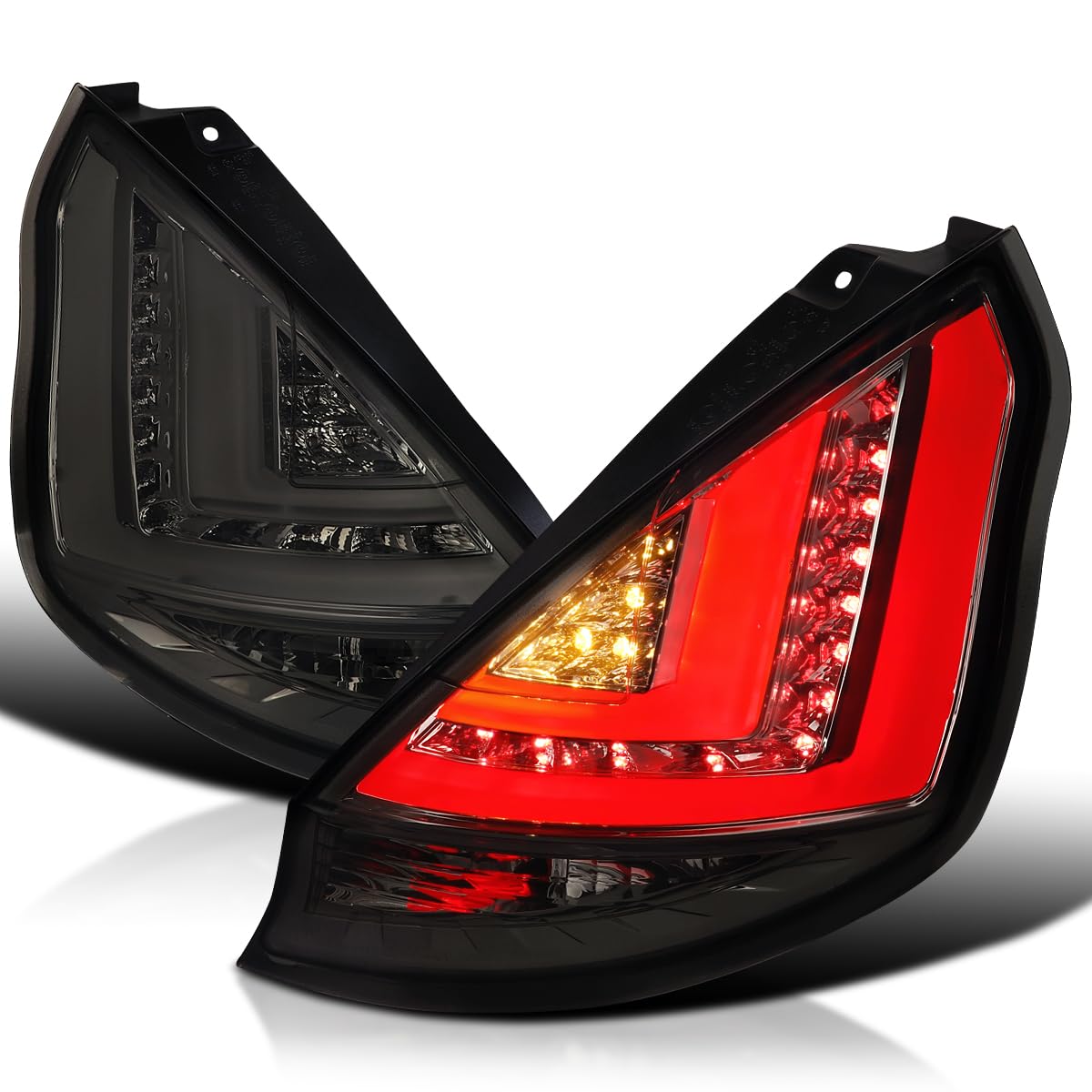 Smoke Tail Lights w/LED Tube SPEC-D TUNING Compatible with 2014-2019 Ford Fiesta Hatchback, Left + Right Assembly
