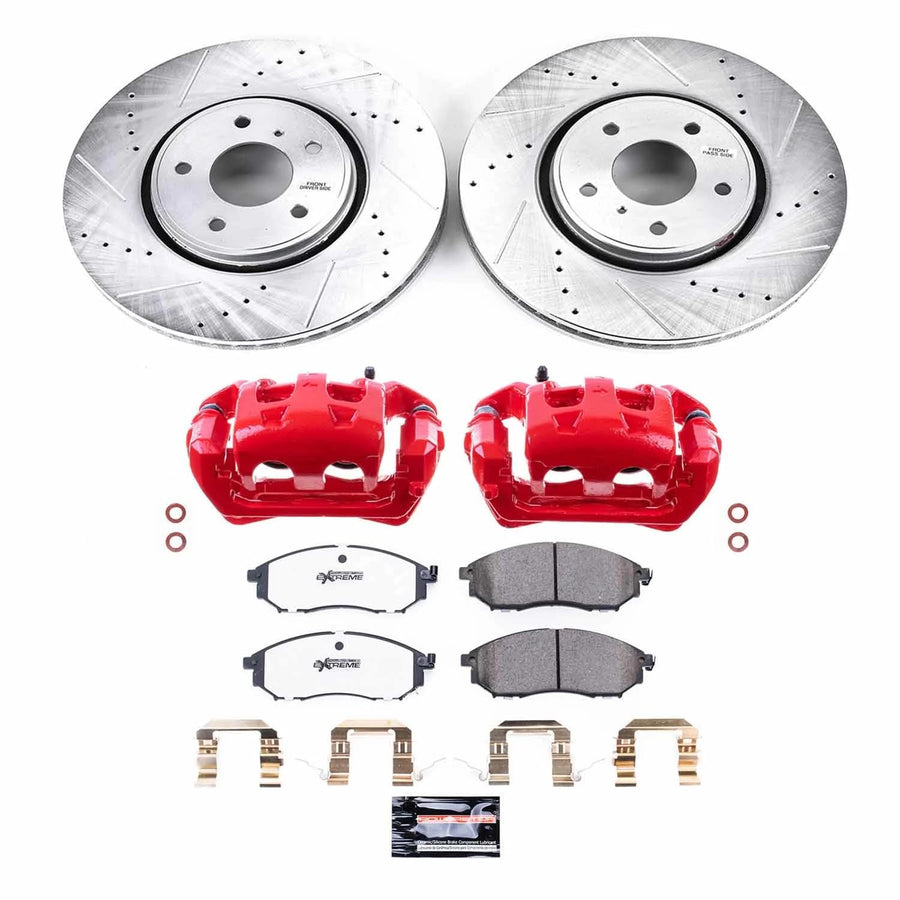 Power Stop Z26 KC5264-26, Street Warrior Front Brake Caliper Kit-Brake Rotor, Brake Pads & Calipers For INFINITI FX35, INFINITI F, INFINITI FX45, INFINITI [Model Specific]