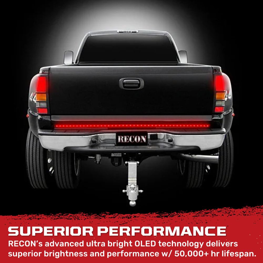 60" RECON Original Line Of Fire Hyperlite Ultra Bright Red LED Tailgate Light Bar Universal Fit (Running Lights, Turn Signals, Brakes)
