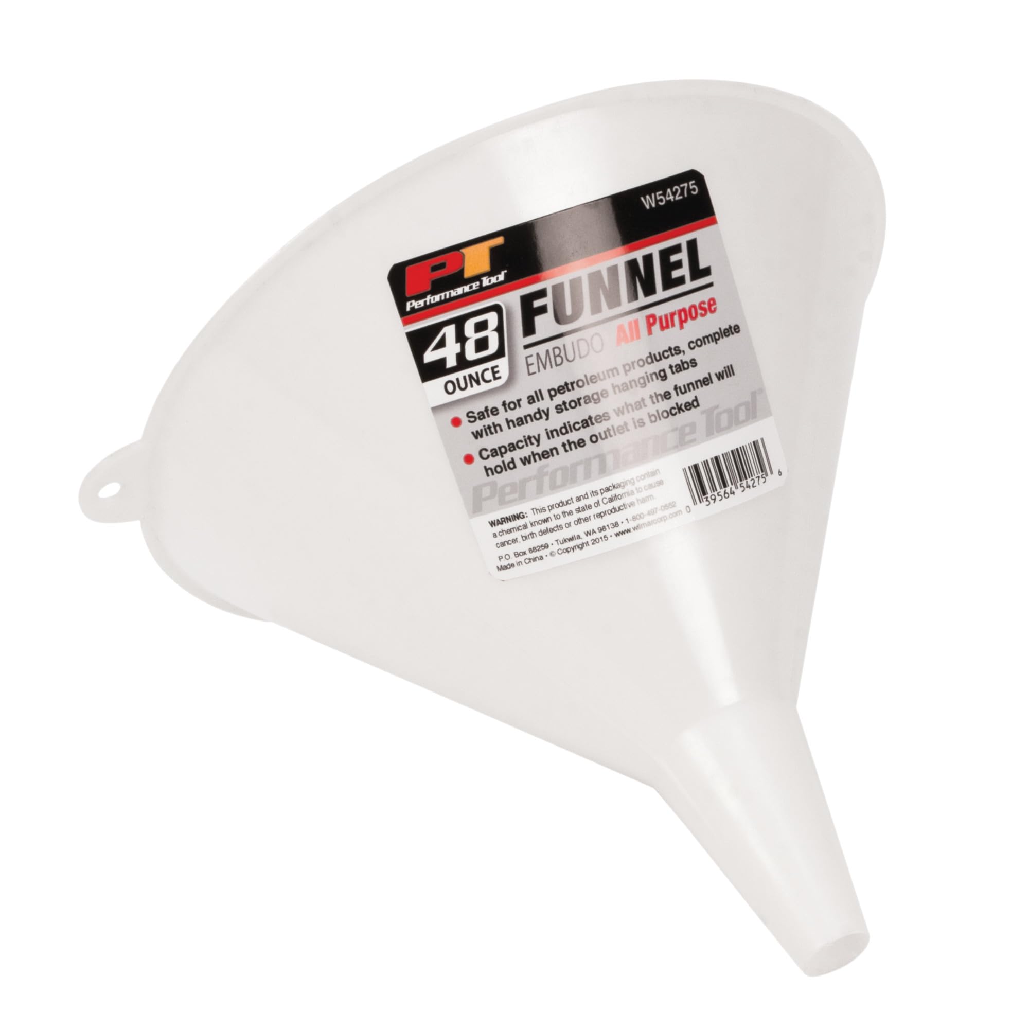 W54275 Performance Tool Plastic Funnel, 48 oz