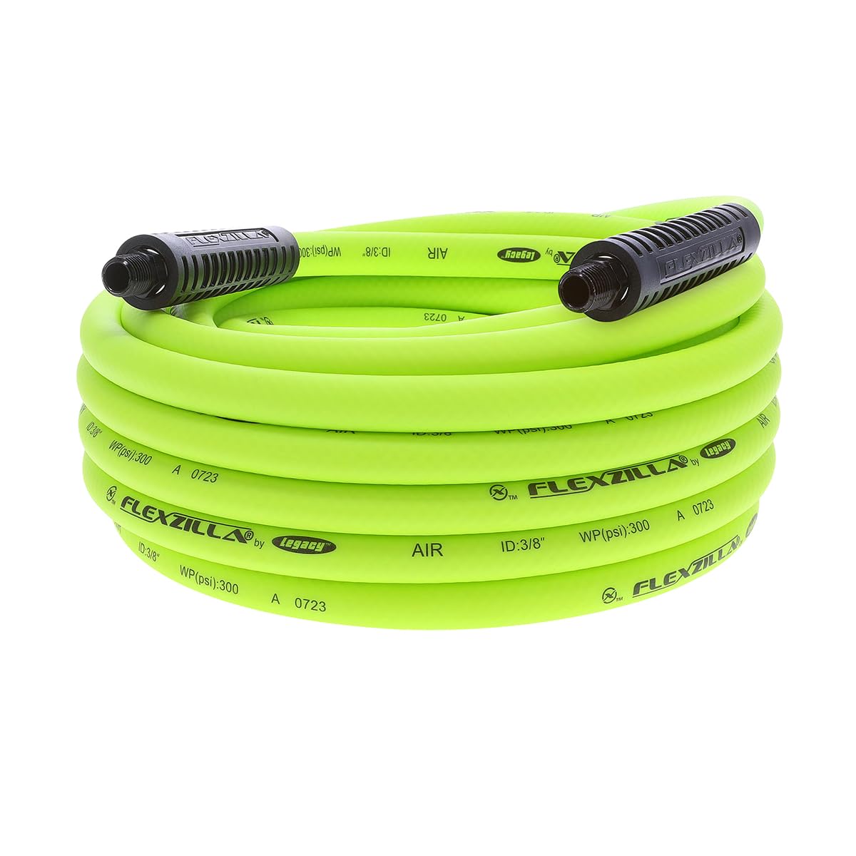 Air Hose Flexzilla, 3/8 in. x 35 ft., 1/4 in. MNPT Fittings, Heavy Duty, Lightweight, Hybrid, ZillaGreen - HFZ3835YW2