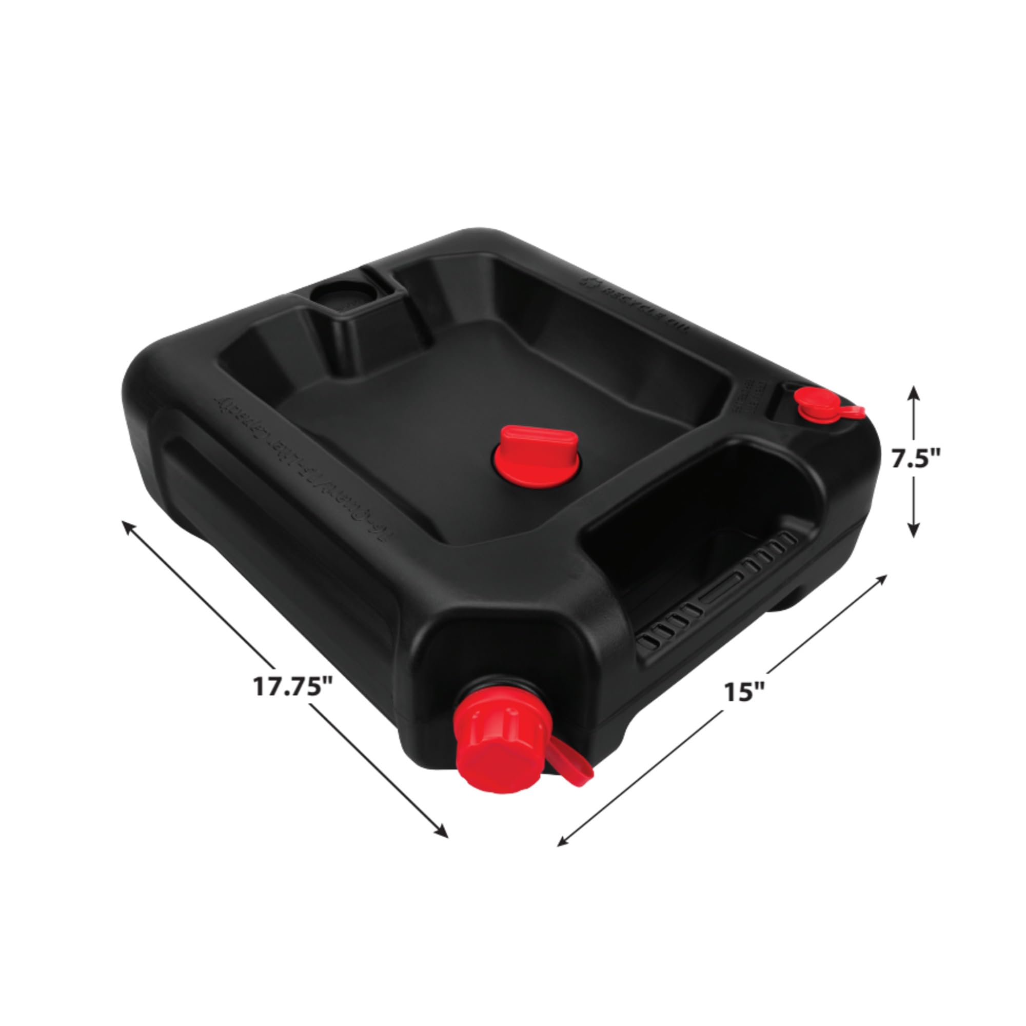 16-Quart Performance Tool W4077 Oil Drain Container, Deep Drain Well, Integrated Handle, Sealing Rubber Gaskets, Black