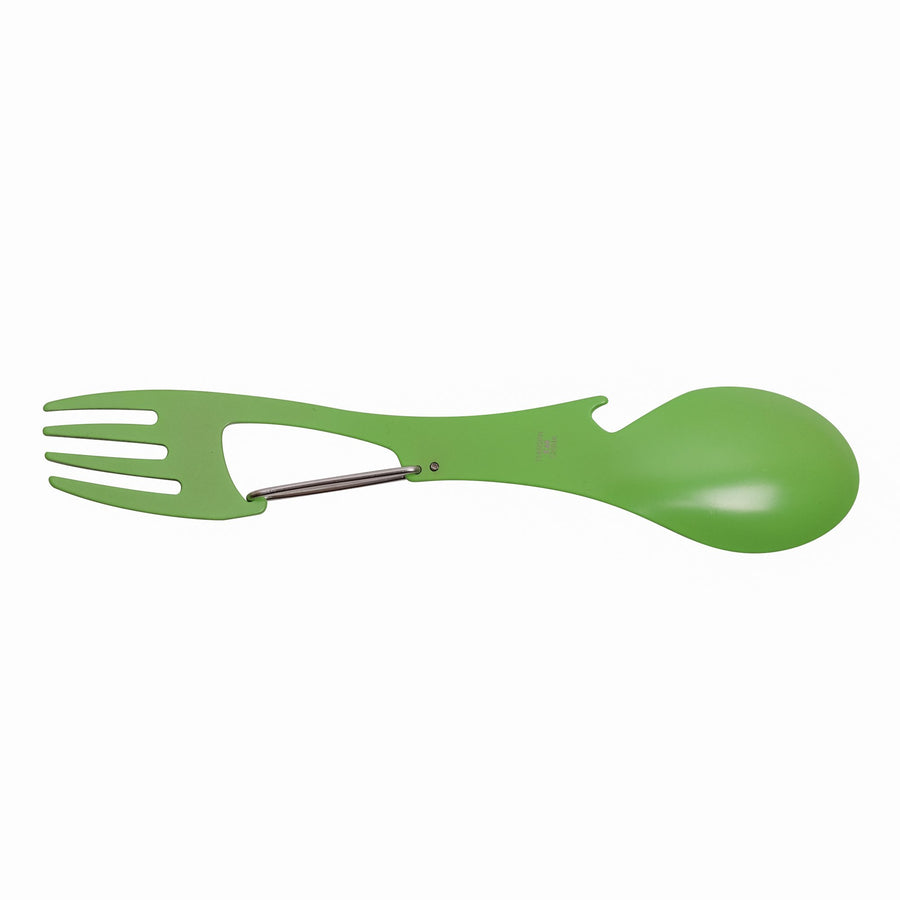 Kershaw XL Ration - Green (1145GRN); Large-Sized Eating Utensil; Fork, Spoon, Bottle Opener; Carabiner Gate for Secure Carry; 3CR13 Steel with Scratch-Resistant, Food-Safe Coating; 2.1 oz. 1145GRNX