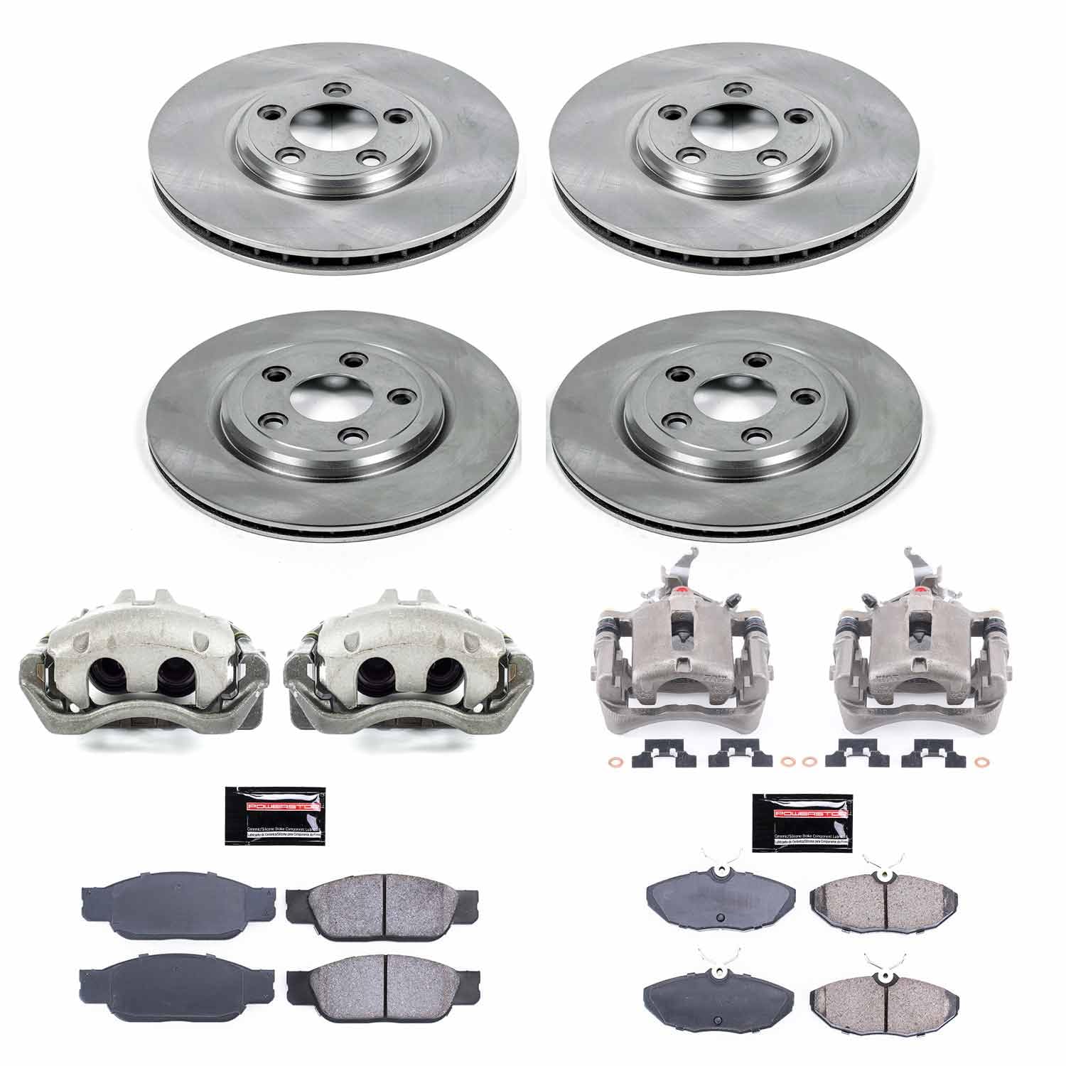 Power Stop KCOE7937A Replacement Autospeciality Front and Rear Caliper Kit- OE Rotors, Ceramic Brake Pads, Calipers For Lincoln LS 2003-2006 [Model Specific]