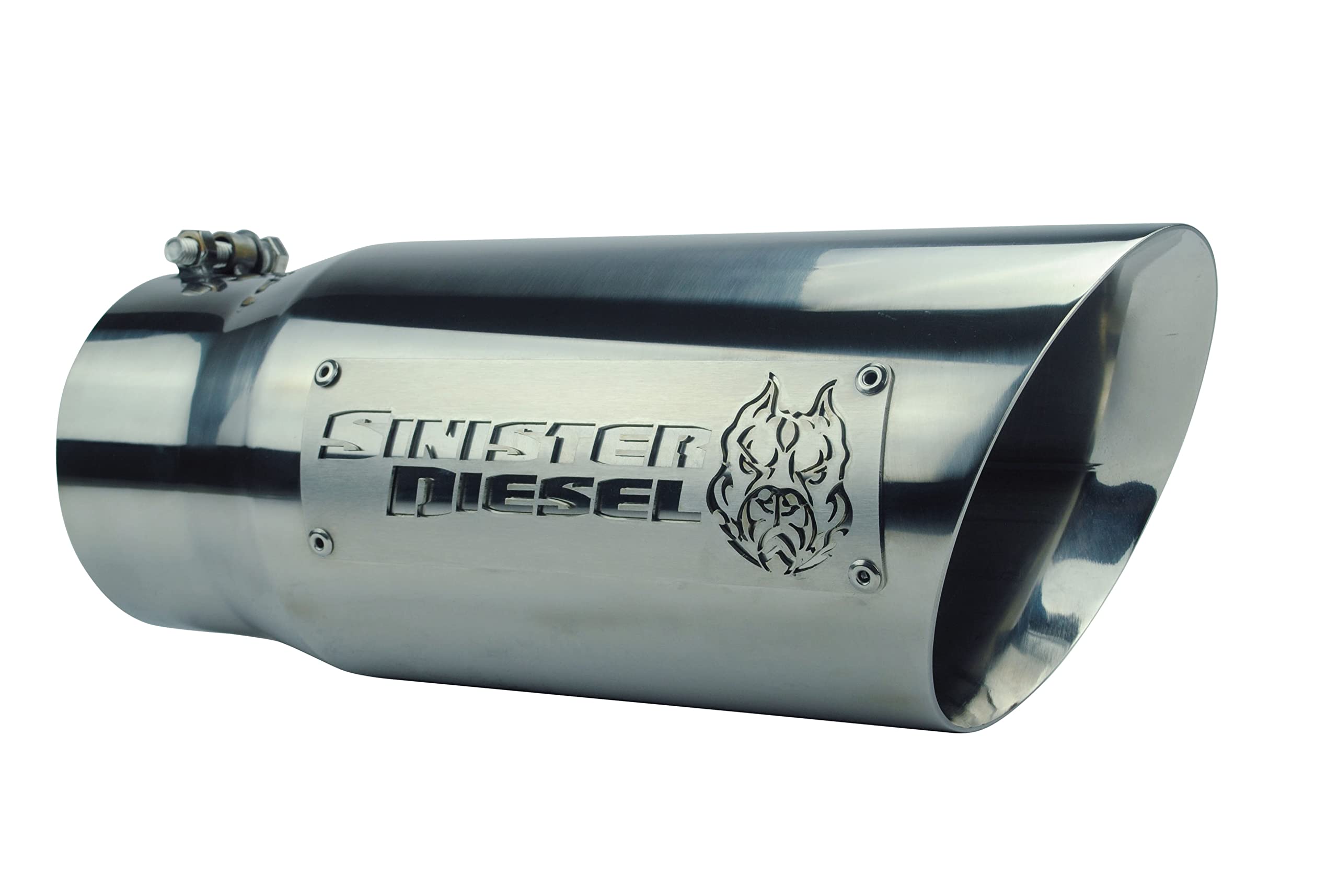 Dual Wall Sinister Diesel Exhaust Tip W/Angle Cut 5" to 6" Chrome