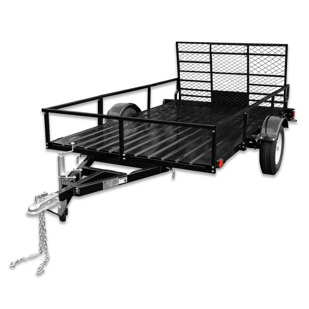 6 ft. DK2 x 10 ft. Single Axle Black UV Powder Coated Open Rail Trailer