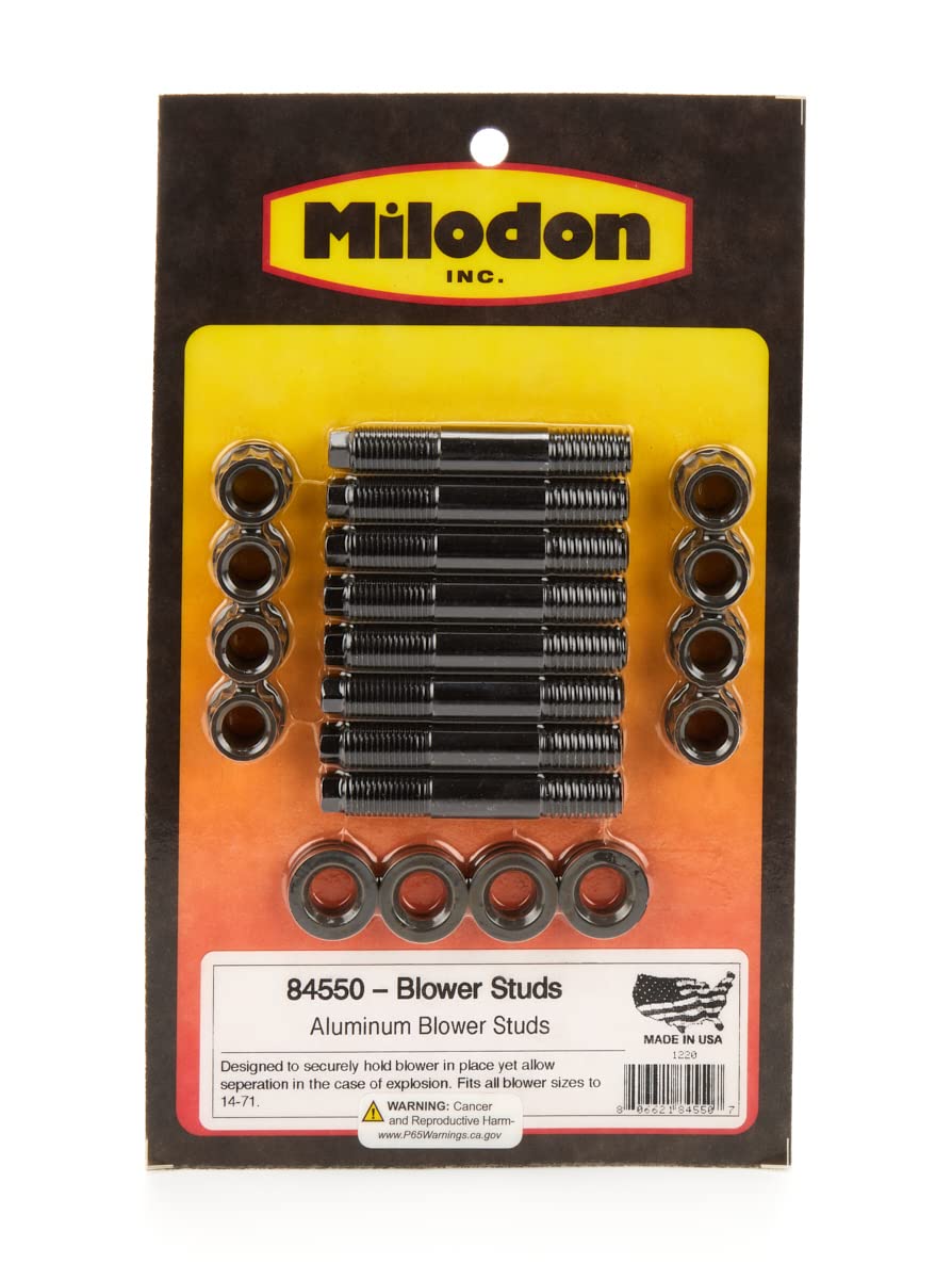 Aluminum Blower Stud Kit Milodon 84550,Black