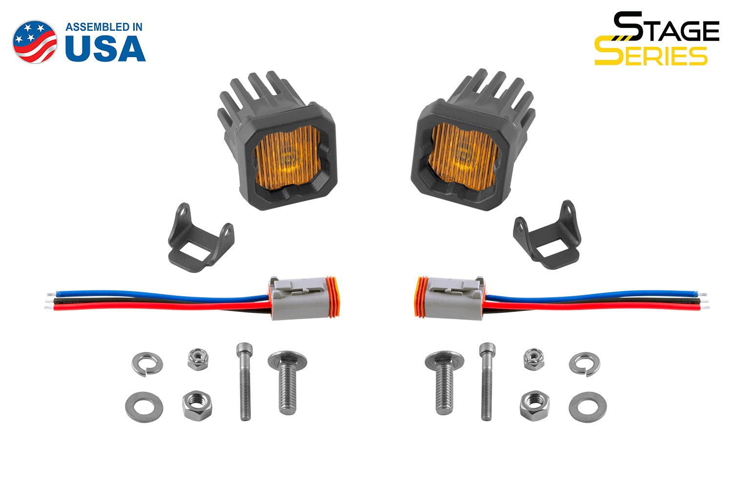 Diode Dynamics Yellow SSC1 SAE/DOT Fog Standard LED Pod (pair), Fog w/Amber Backlight SAE