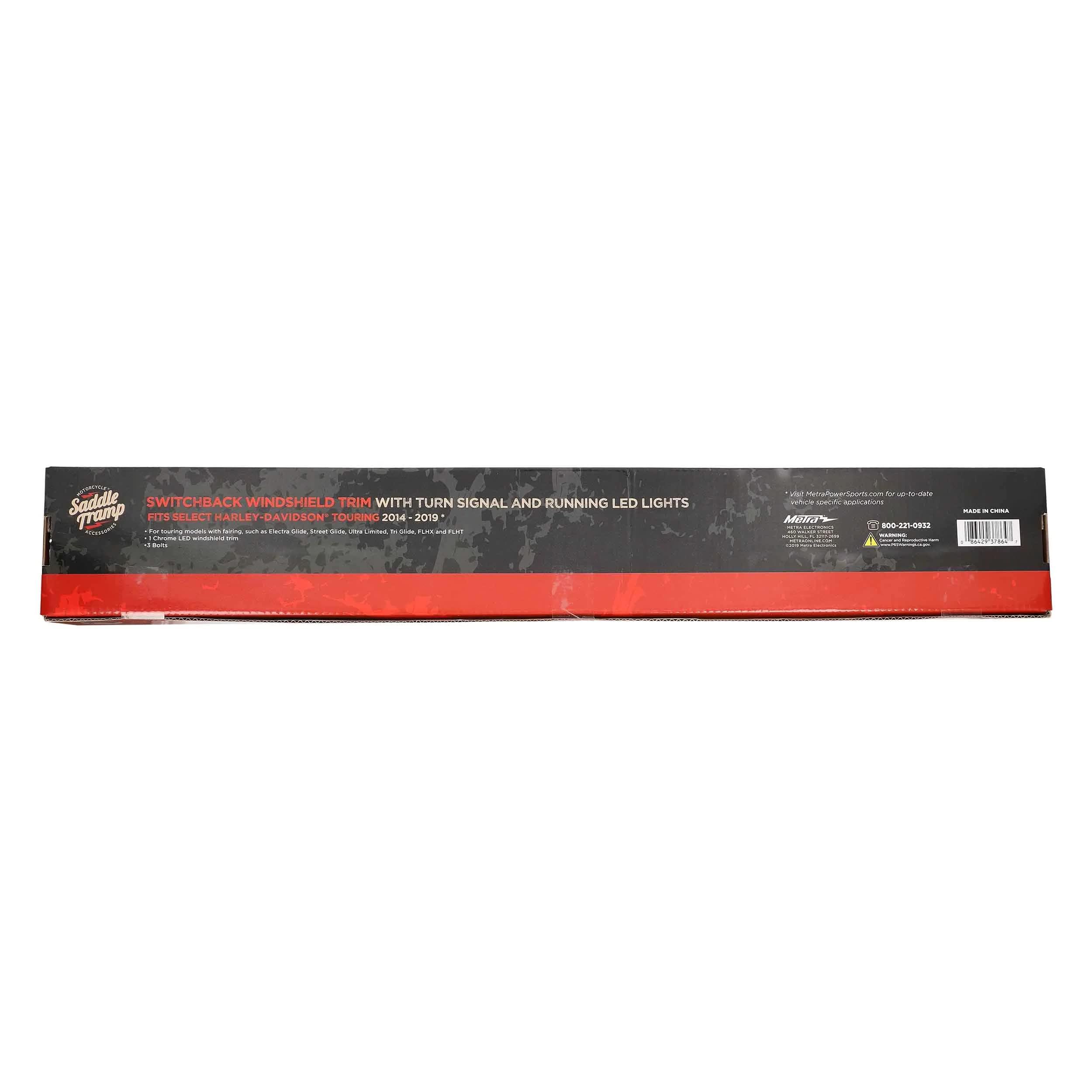Windshield Trim Saddle Tramp - with Integrated sequential Amber Turn Signals, LED Turn Signals (BC-WSTSB14)