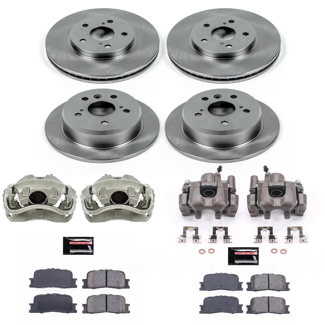 Power Stop KCOE2413A Replacement Autospeciality Front and Rear Caliper Kit- OE Rotors, Ceramic Brake Pads, Calipers For Toyota Camry 2005-2006 [Model Specific]