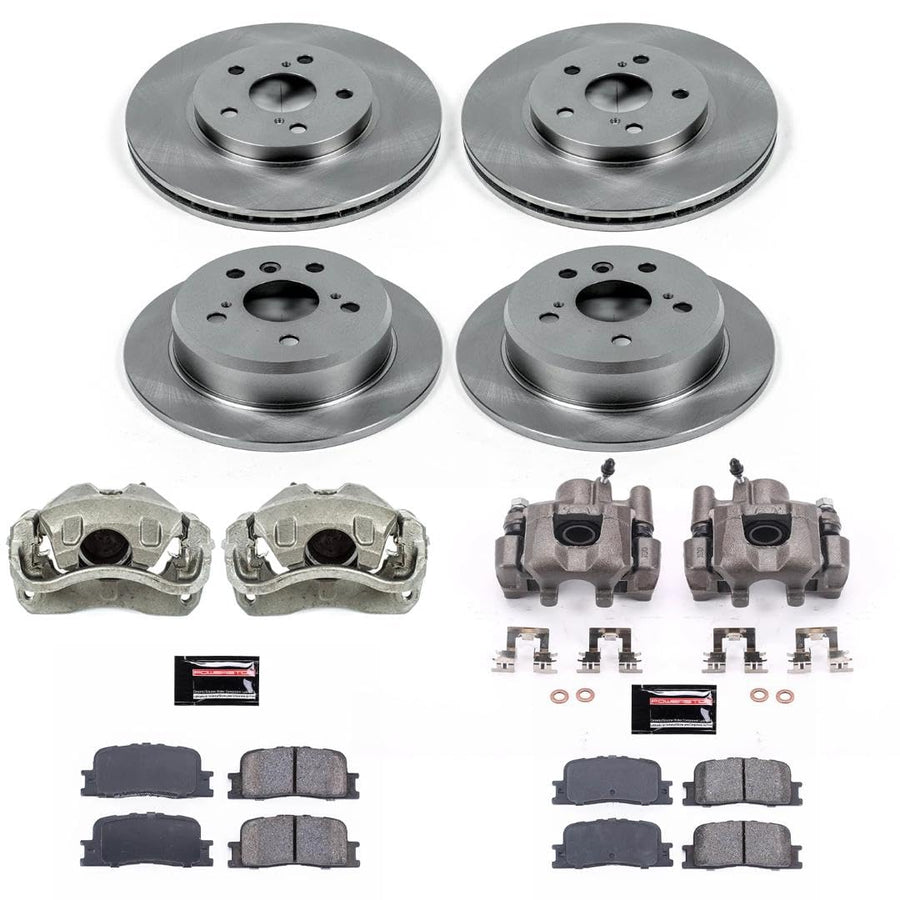 Power Stop KCOE2413A Replacement Autospeciality Front and Rear Caliper Kit- OE Rotors, Ceramic Brake Pads, Calipers For Toyota Camry 2005-2006 [Model Specific]