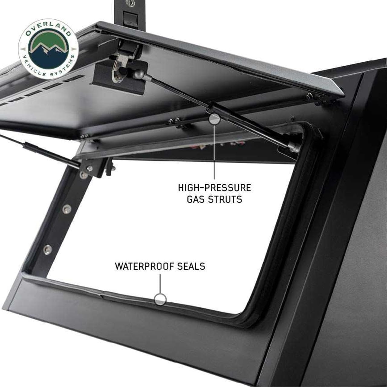 Truck Cap Overland Vehicle Systems Expedition W/Full Wing Doors, Front and Rear Windows & 3rd Brake Light Full Bolt On (Compatiable with Toyota Tundra - 5.5 ft. Bed 2022-2024)