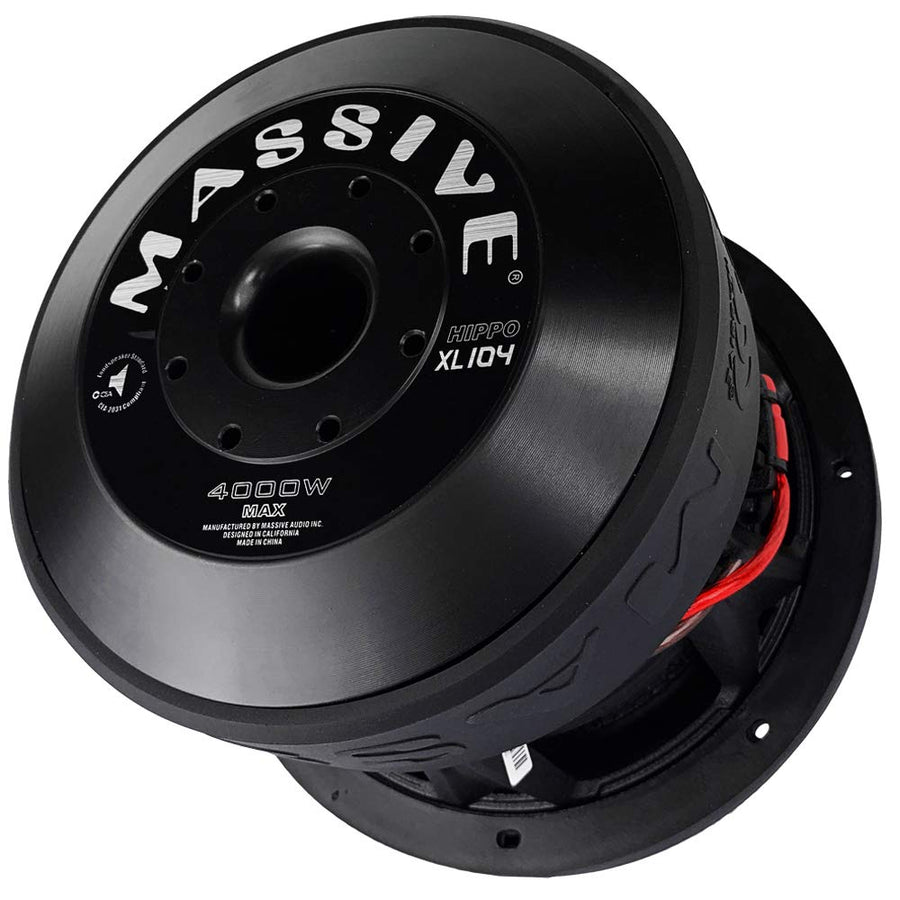 HIPPOXL104 Massive Audio – 10 Inch Car Audio Subwoofer, High Performance Subwoofer for Cars, Trucks, Jeeps - 10" Subwoofer 2000 Watt RMS, 4000w MAX Dual 4 Ohm, 3 Inch Voice Coil. Sold Individually