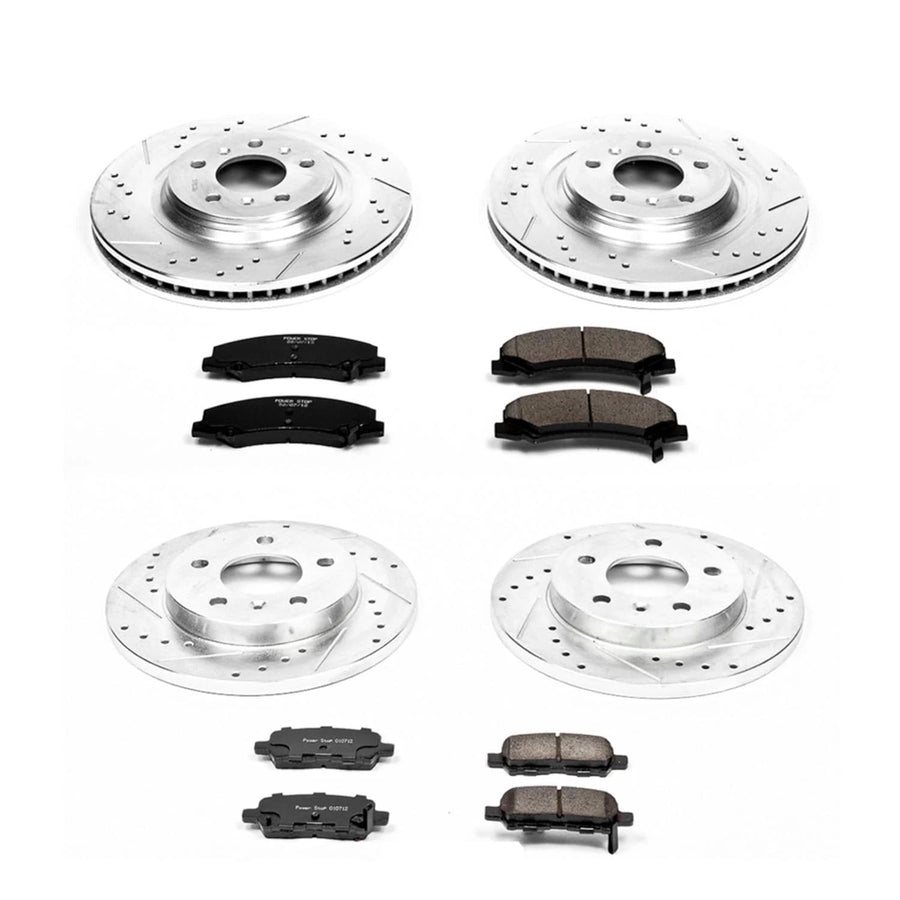 Power Stop K5514 Z23 Carbon Fiber Brake Pads Front and Rear with Drilled & Slotted Brake Rotors Kit For Chevrolet Impala 2012-2013, Chevrolet Impala Limited 2014-2016 [Model Specific]