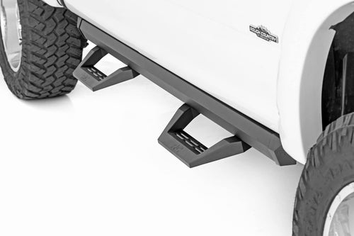 Rough Country Adjustable SRX2 Aluminum Steps for Ford F-150/Lightning/F-250/F-350/Raptor (2015-2025) Crew Cab - Modular Running Boards with Slide-Adjust Steps