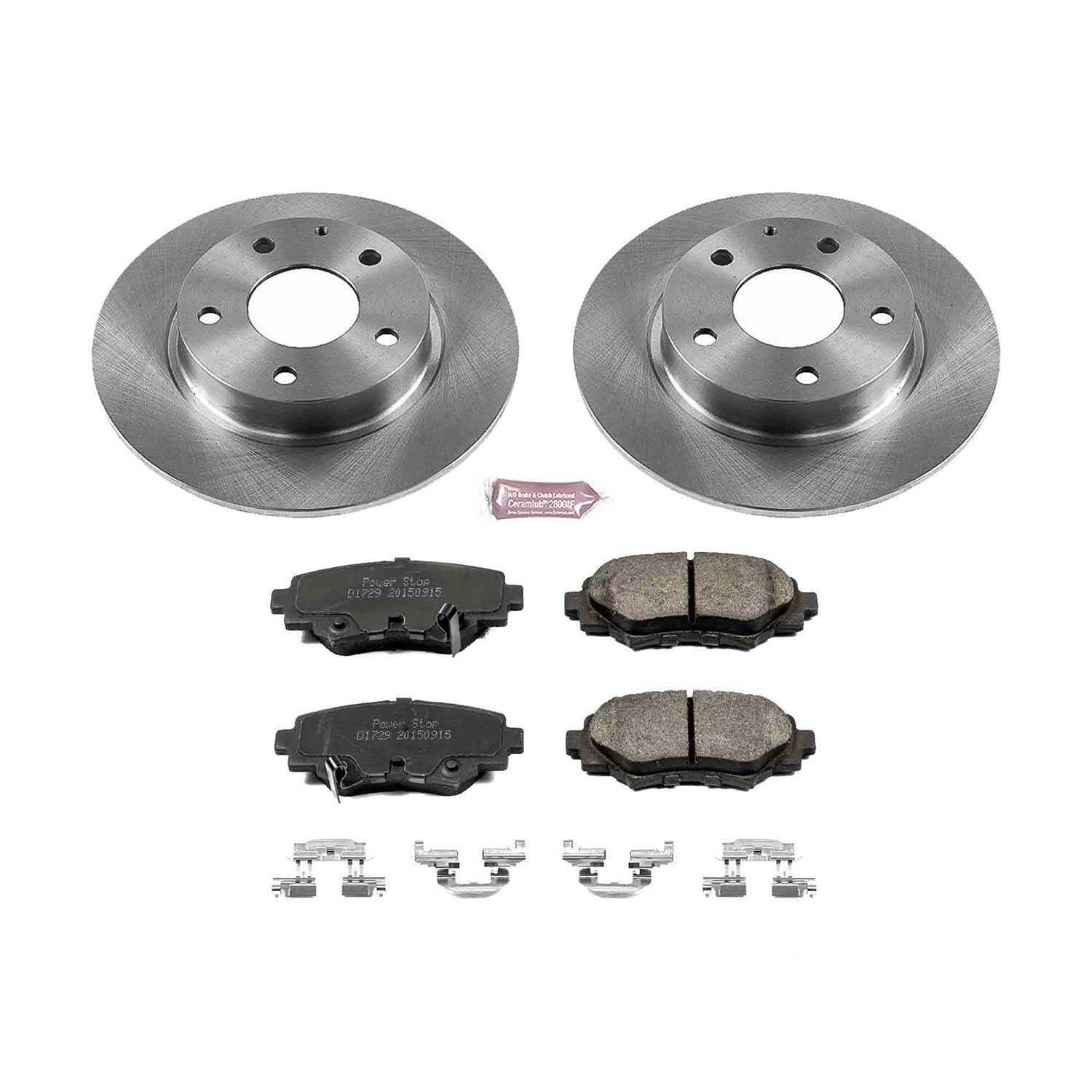 Power Stop Autospecialty KOE6963 Rear Replacement Brake Kit-OE Brake Rotors & Ceramic Brake Pads For Mazda 3 2014-2016 [Model Specific]