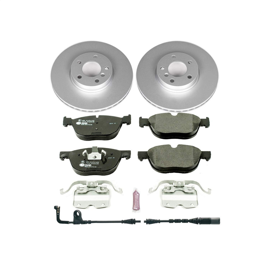 Power Stop Front Euro-Stop Brake Kit ESK4693 and 1 Front Sensor Wire For BMW X5 2007-2010 [Model Specific]