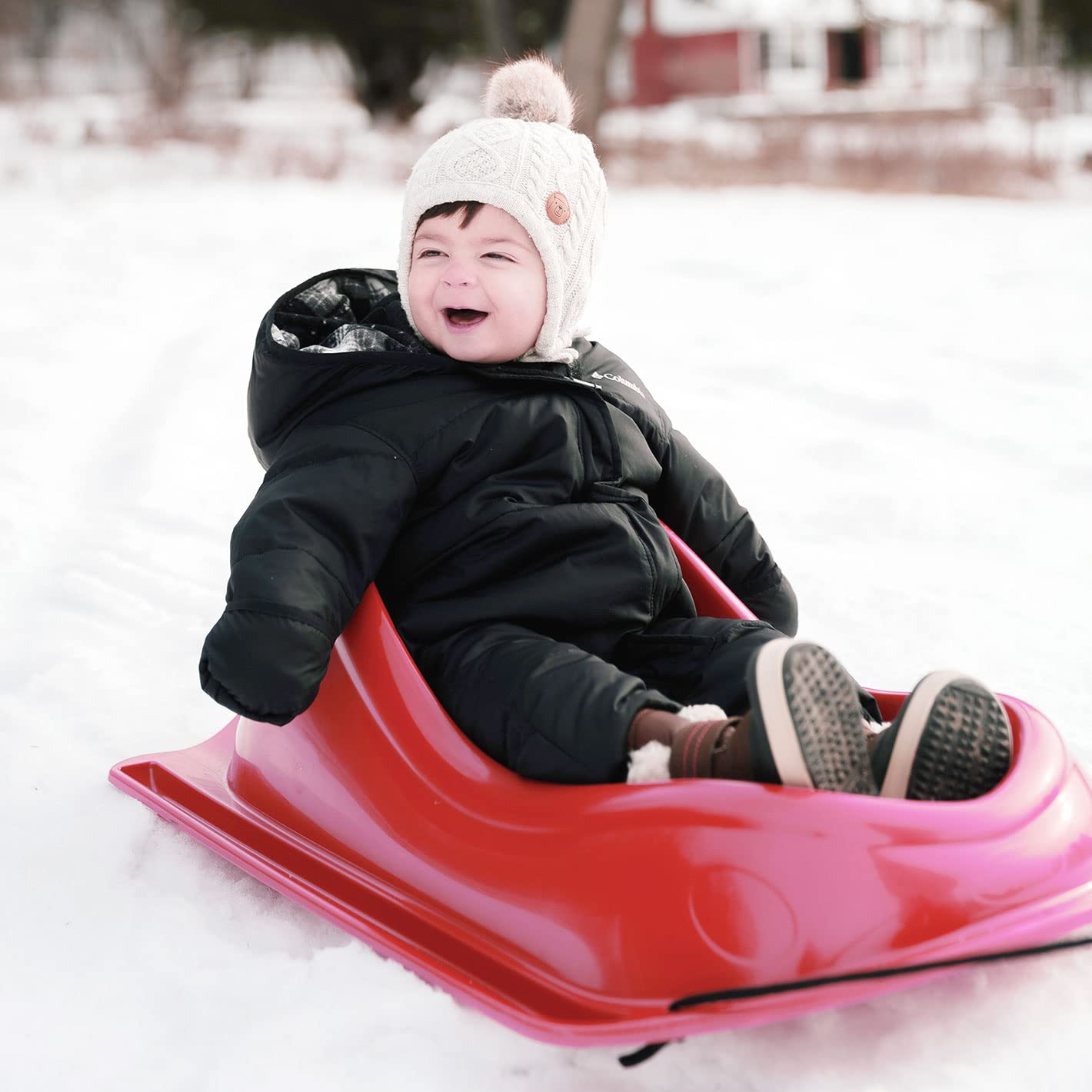 Baby Sled Pelican Deluxe with Weather Shield - Toddler Sled for Snow, Durable for Winter Sledding - Ages up to 24 Months