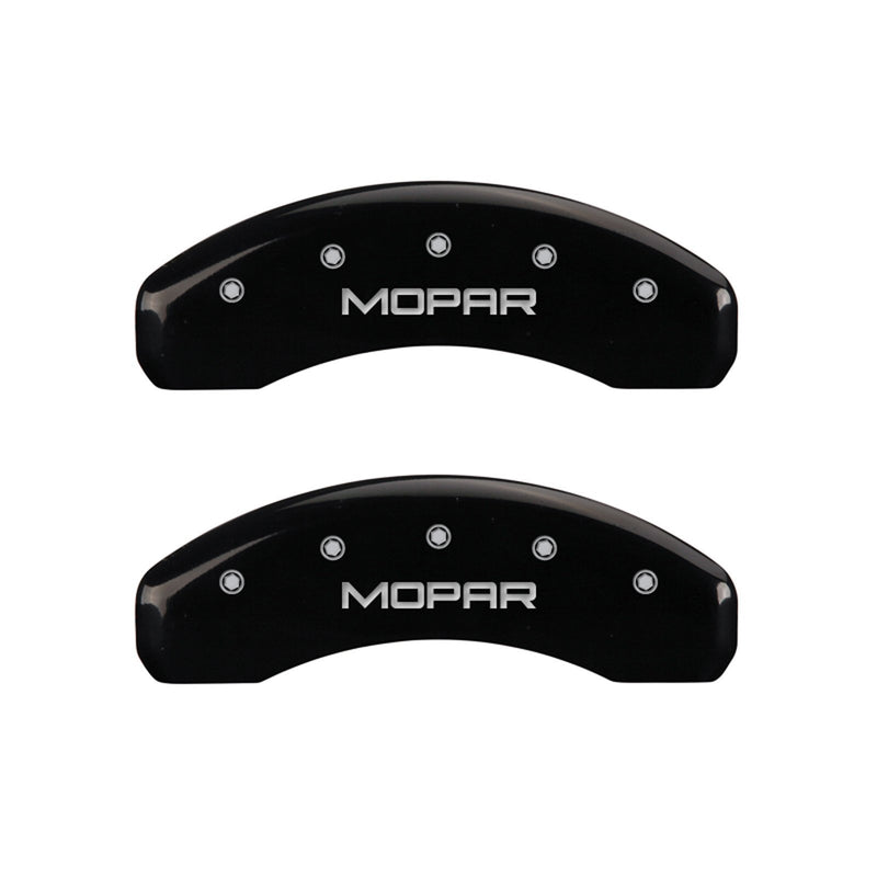 MGP Caliper Covers 'MOPAR' 42002SMOPBK Engraved Caliper Cover with Black Powder Coat Finish and Silver Characters, (Set of 4)