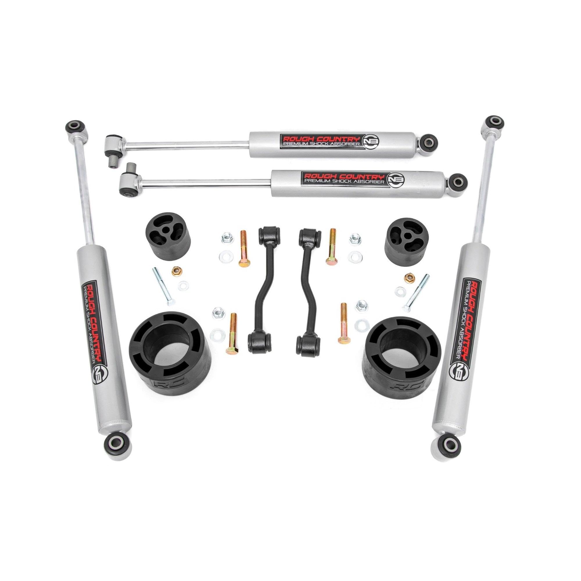 2.5 Inch Rough Country Leveling Kit with Premium N3 Shocks for Jeep Gladiator JT (2024-2025) - Fits Up to 35" Tires, Easy Bolt-on Install