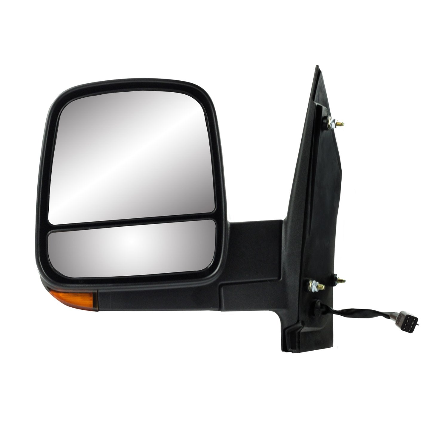 Driver Side Fit Mirror for Chevrolet Express, GMC Savana, Textured Black, w/Turn Signal, Dual Lens, Foldaway, Heated Power