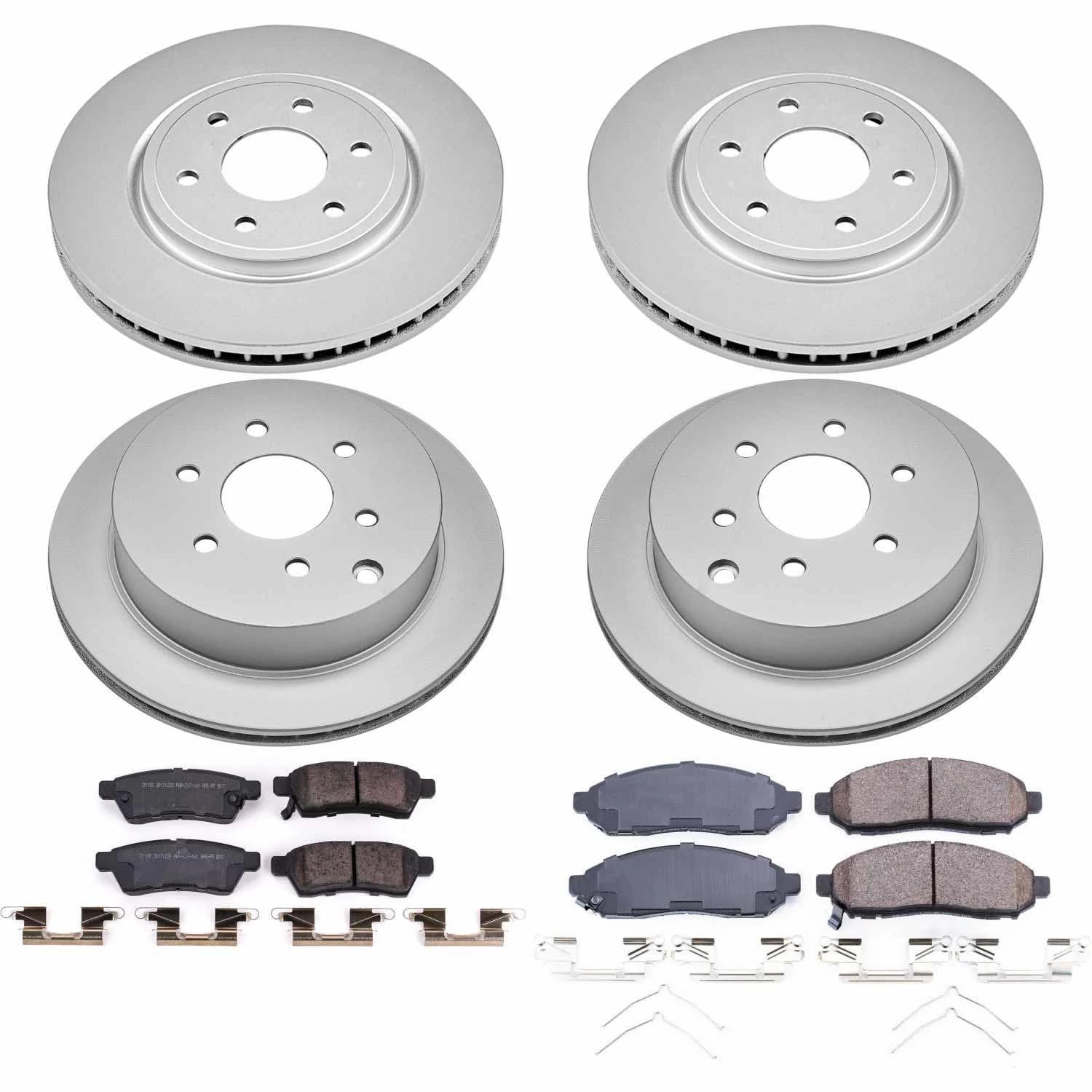 Power Stop Front and Rear CRK8358 Coated Brake Rotors and Z17 Ceramic Brake Pads Kit For Nissan Frontier 2016-2022 [Model Specific]