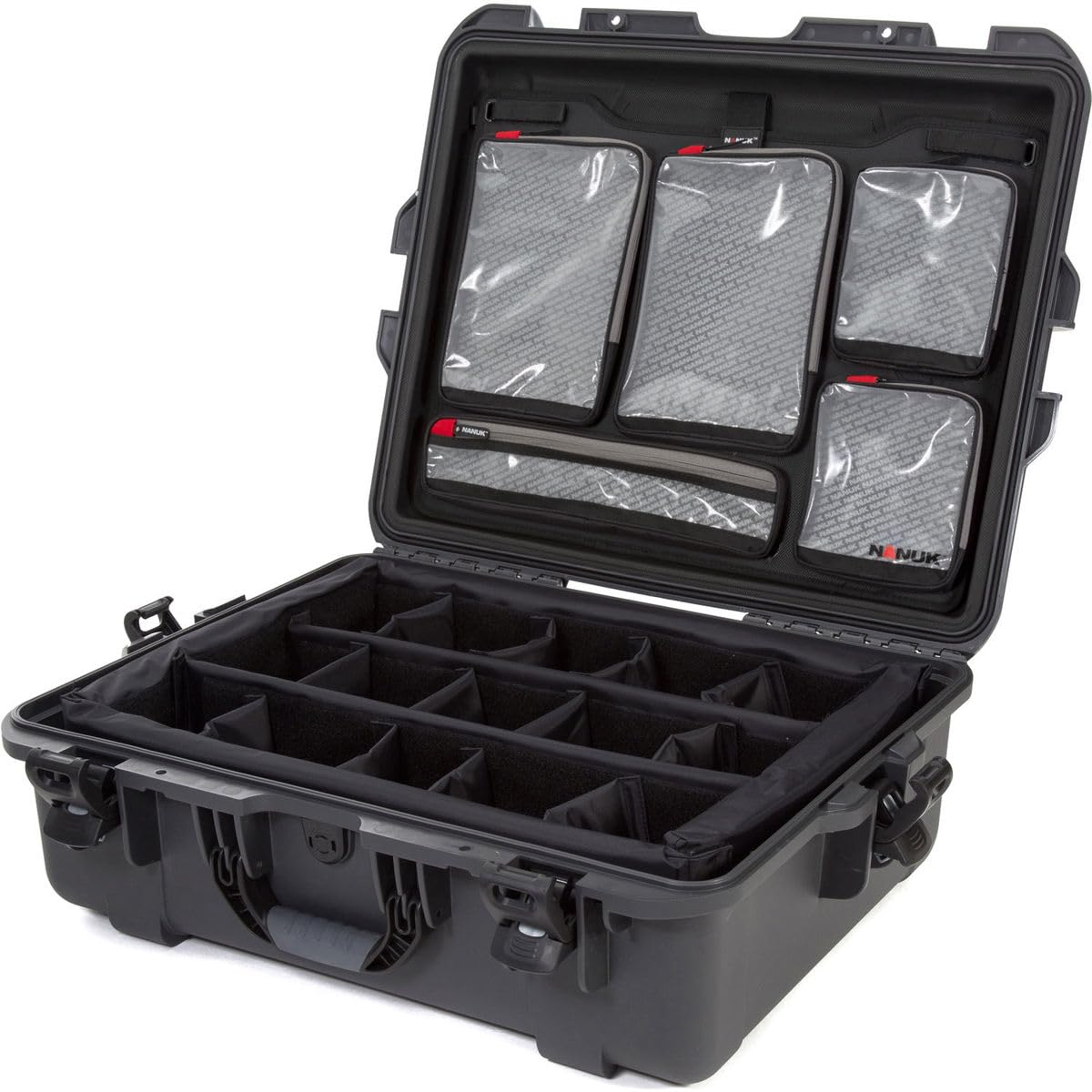 Waterproof Nanuk 945 Hard Case with Lid Organizer and Padded Divider - Graphite
