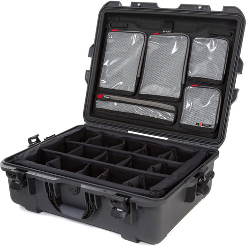 Waterproof Nanuk 945 Hard Case with Lid Organizer and Padded Divider - Graphite
