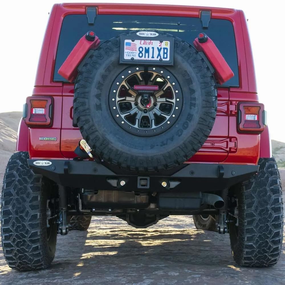 Rigid Rear Shorty Bumper Rock Slide with Shackle Points - Black Powdercoat