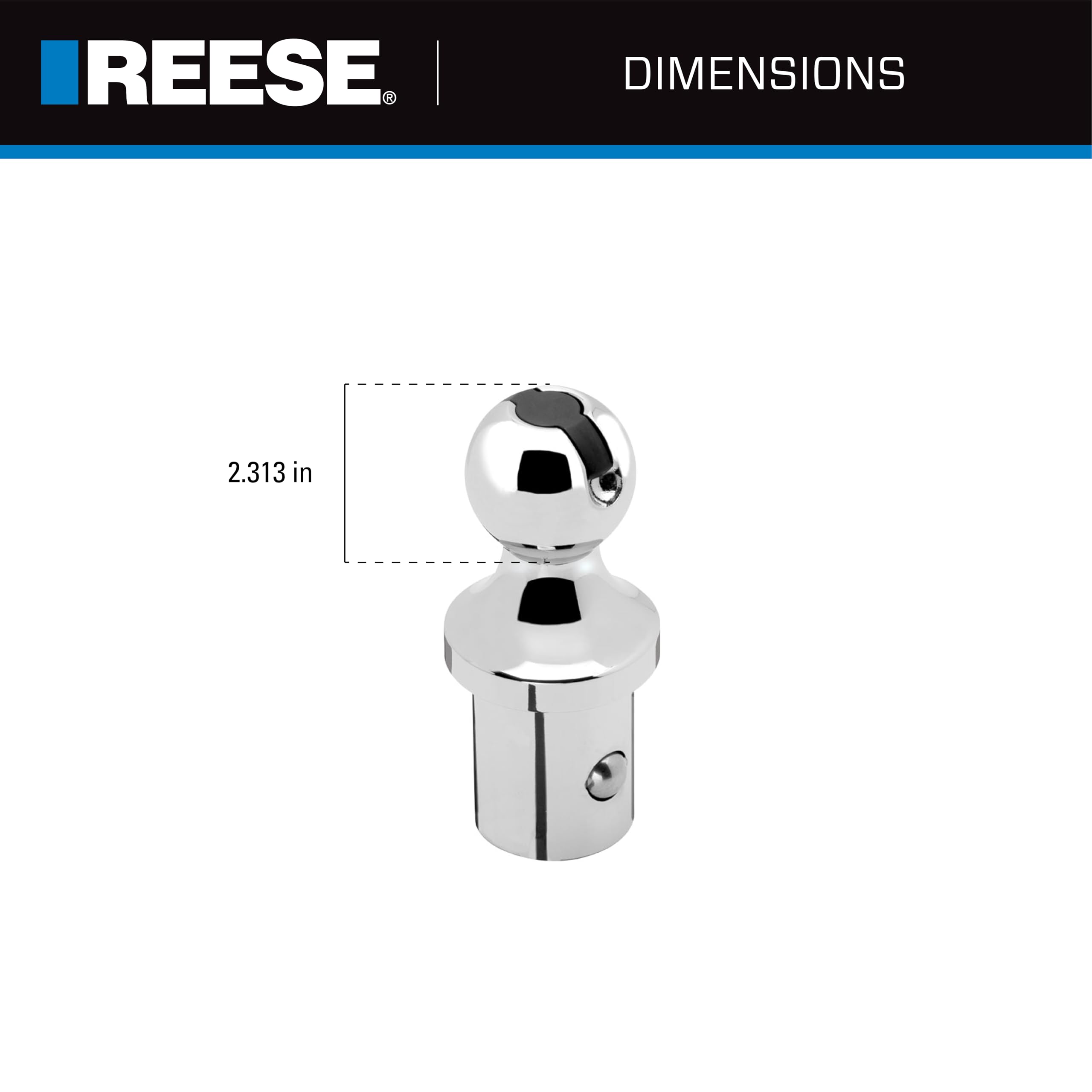 Reese Elite Series 19311 Gooseneck Hitch Head Accessory, 2-5/16 in. Diameter Gooseneck Hitch Ball, 30,000 lbs. Capacity