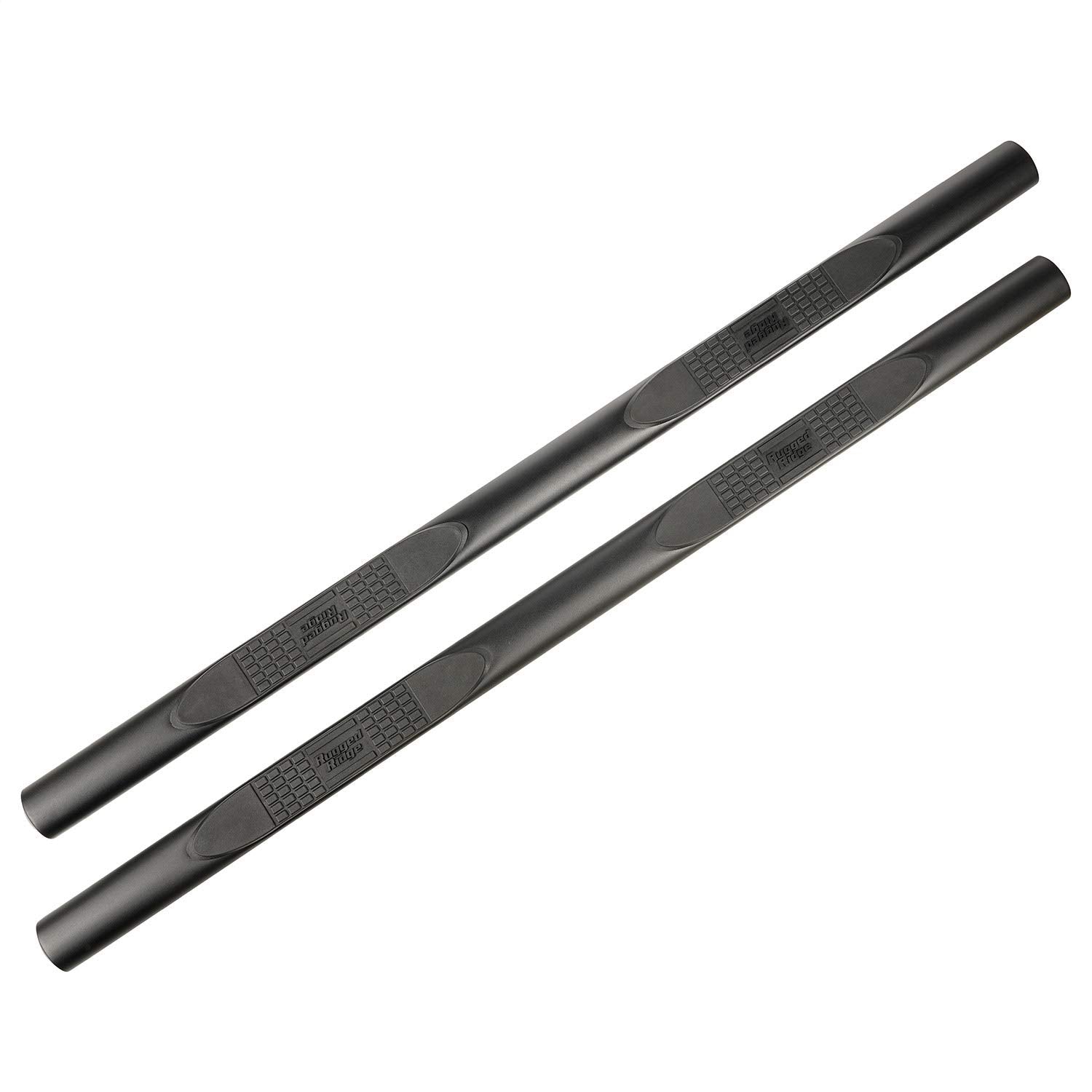 4-Inch Rugged Ridge Oval Side Step, Fine Textured Black; 2020-Current Jeep Gladiator JT