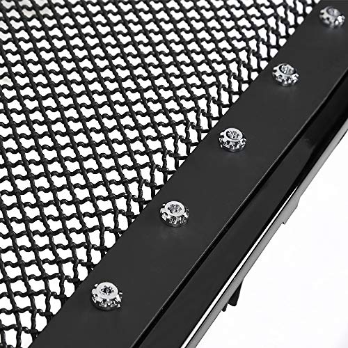 Glossy Black Spec-D Tuning Stainless Steel Rivet Mesh Style Front Hood Grille Compatible with 2009-2014 Ford F150