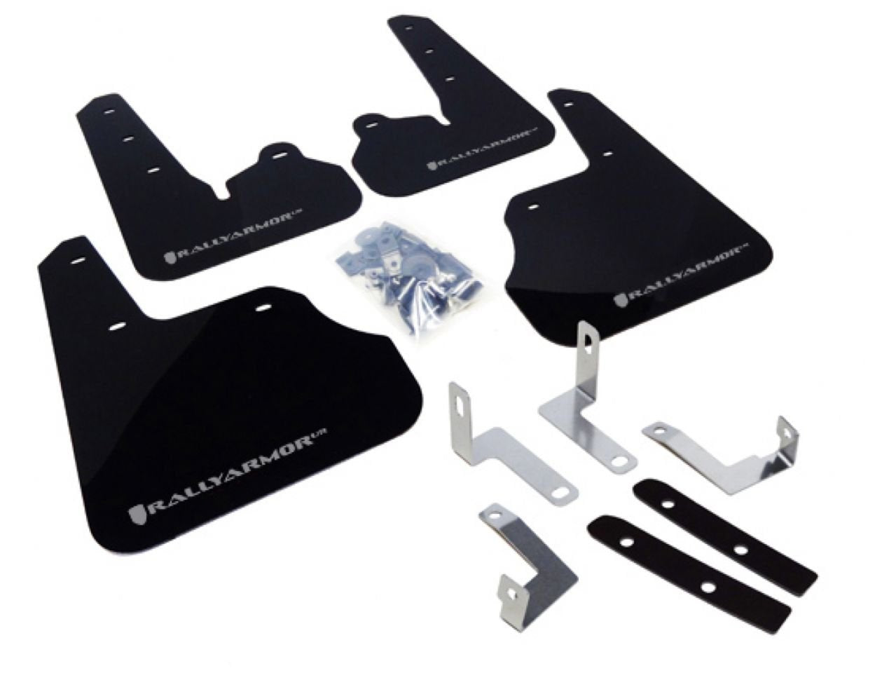 Mud Flap Rally Armor MF22-UR-BLK/SIL Black, Silver with Logo (12+ Subaru Impreza 5dr Hatch/4dr Sedan UR), 1 Pack