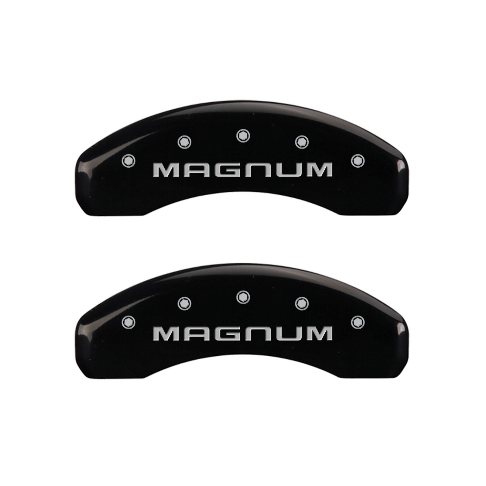 MGP Caliper Covers Black Powder Coat Finish 'Magnum' Engraved Caliper Cover 12088SMGMBK with Silver Characters, (Set of 4)