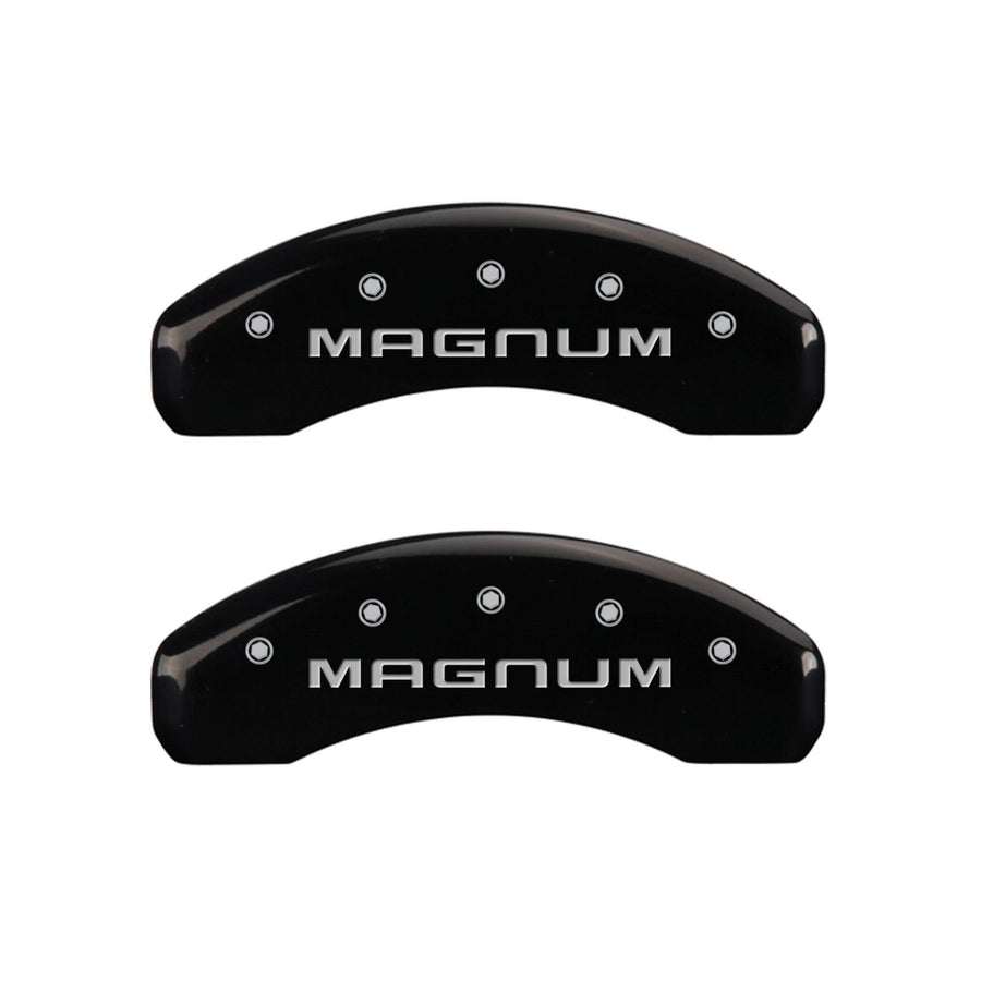 MGP Caliper Covers Black Powder Coat Finish 'Magnum' Engraved Caliper Cover 12088SMGMBK with Silver Characters, (Set of 4)