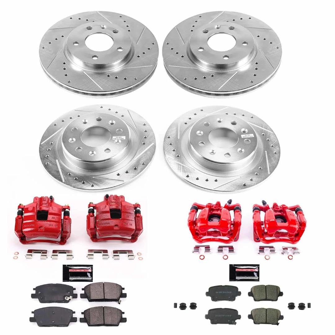 Power Stop Z23 KC8689 Front and Rear Brake Caliper Kit-Brake Rotors, Carbon Ceramic Brake Pads, Calipers For Buick Regal Sportback 2019-2020 [Model Specific]