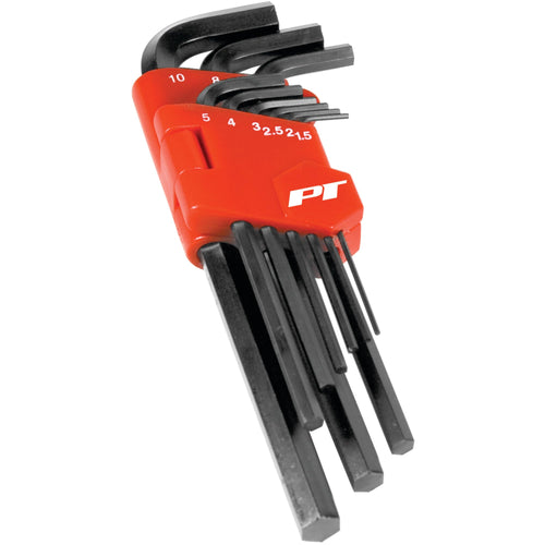 W86103 Performance Tool Metric Hex Key Set, Heat Treated Alloy Steel with Black Oxide Finish and Handy Organizer, 9 Piece Set (1.5-10mm)