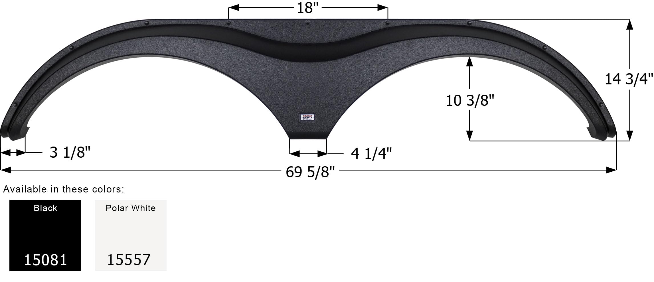Tandem Axle Fender Skirt ICON 15557 FS5081 for Forest River - Polar White