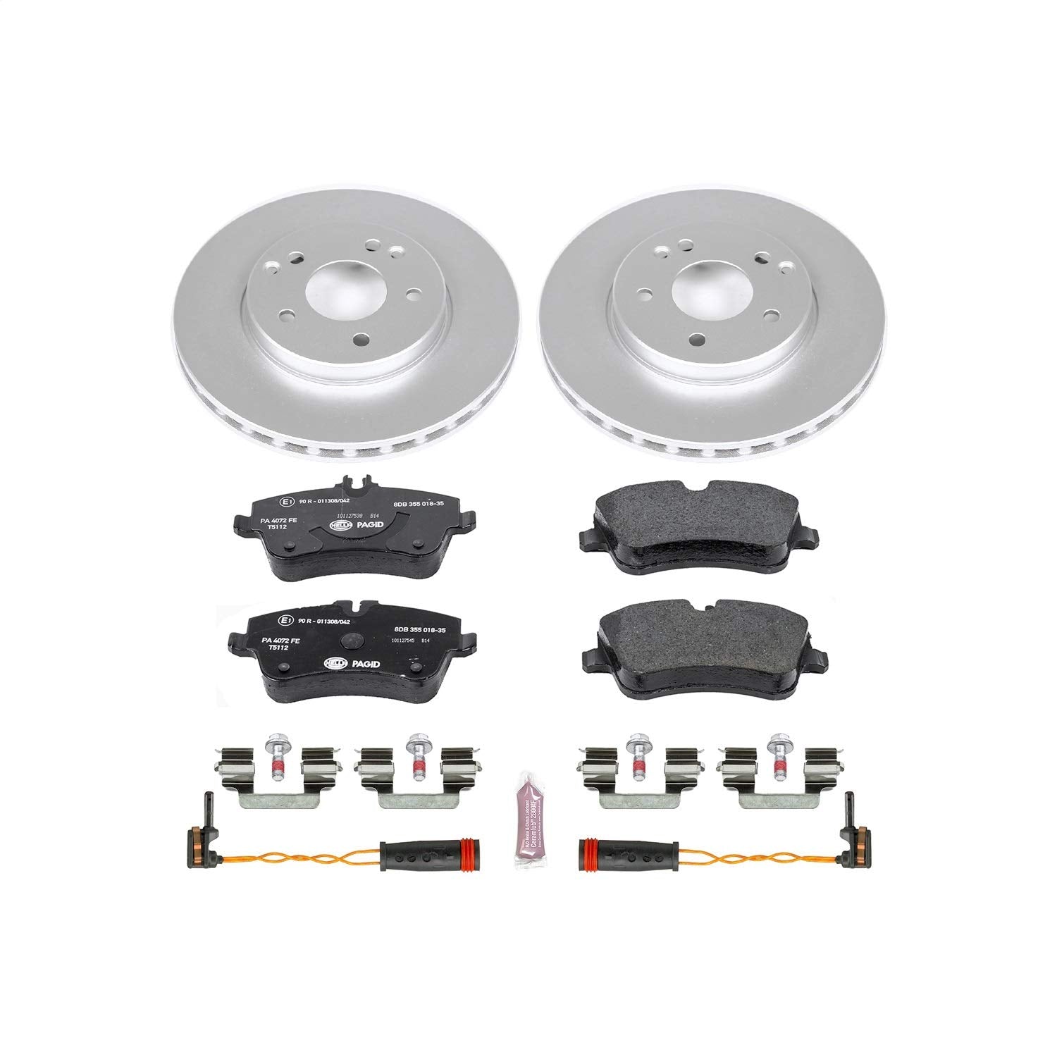 Power Stop ESK3048 Euro-Stop Front Brake Kit and 2 Front Sensor Wires For Mercedes-Benz C230 2002-2005, Mercedes-Benz C240 2001-2005 [Model Specific]