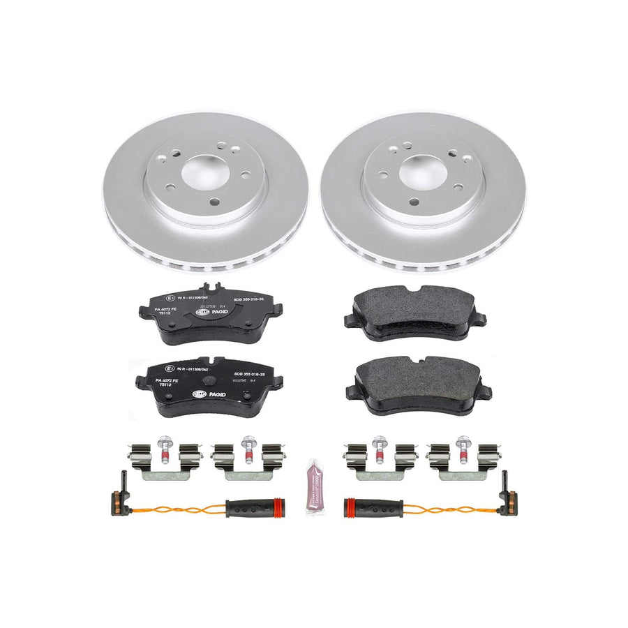 Power Stop ESK3048 Euro-Stop Front Brake Kit and 2 Front Sensor Wires For Mercedes-Benz C230 2002-2005, Mercedes-Benz C240 2001-2005 [Model Specific]