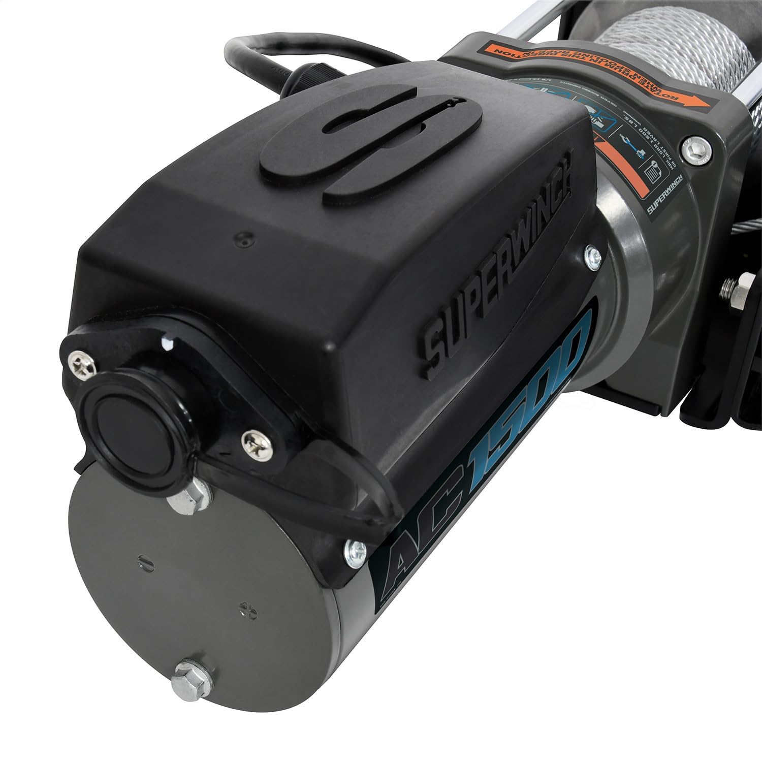 1500 lb Capacity SUPERWINCH, Roller Fairlead, 1/8 in x 35 ft Steel Rope, 120V, Kit