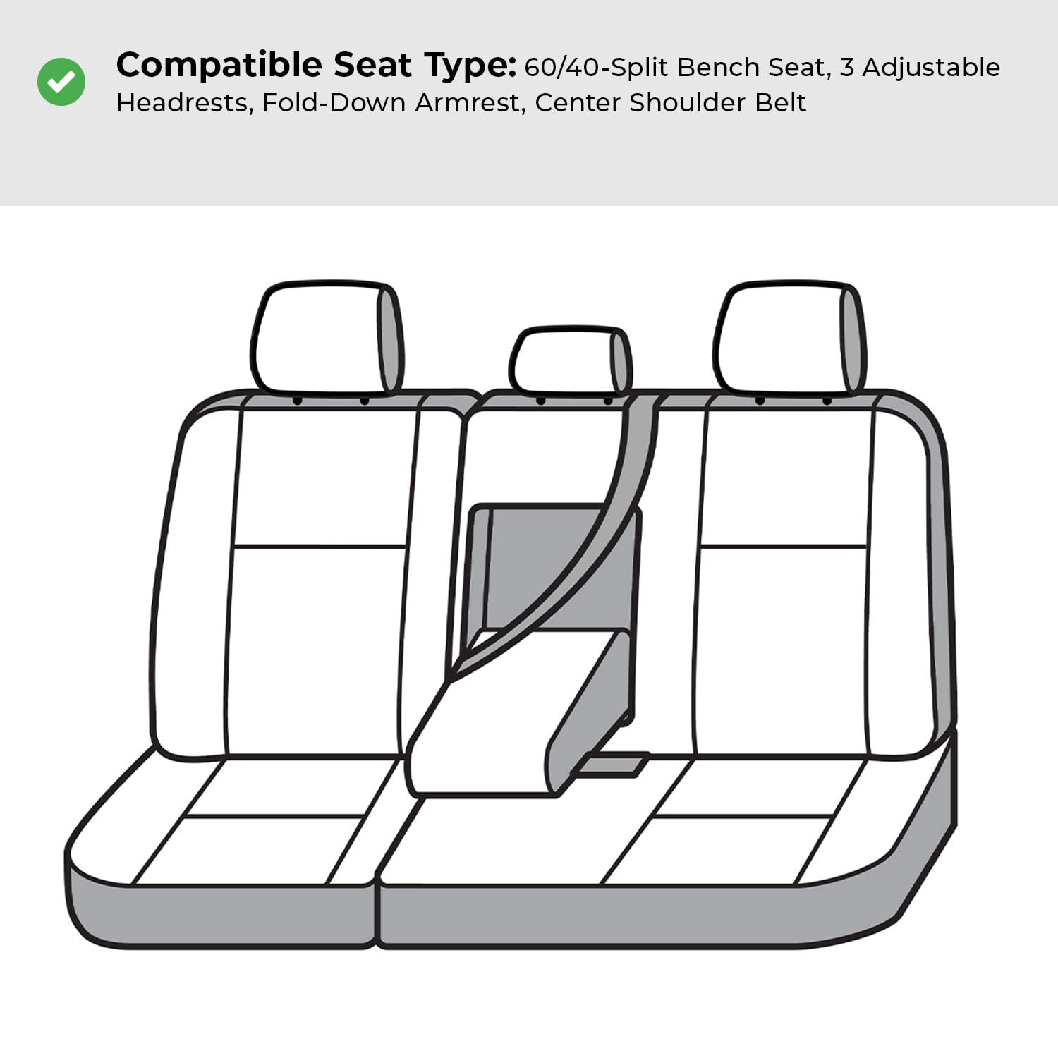 Covercraft Super Dux Carhartt SeatSaver Custom Seat Covers | Fits 2022-2023 Ford Bronco Sport with Console Vault | 2nd Row 60/40 Bench Seat, Super Dux Black