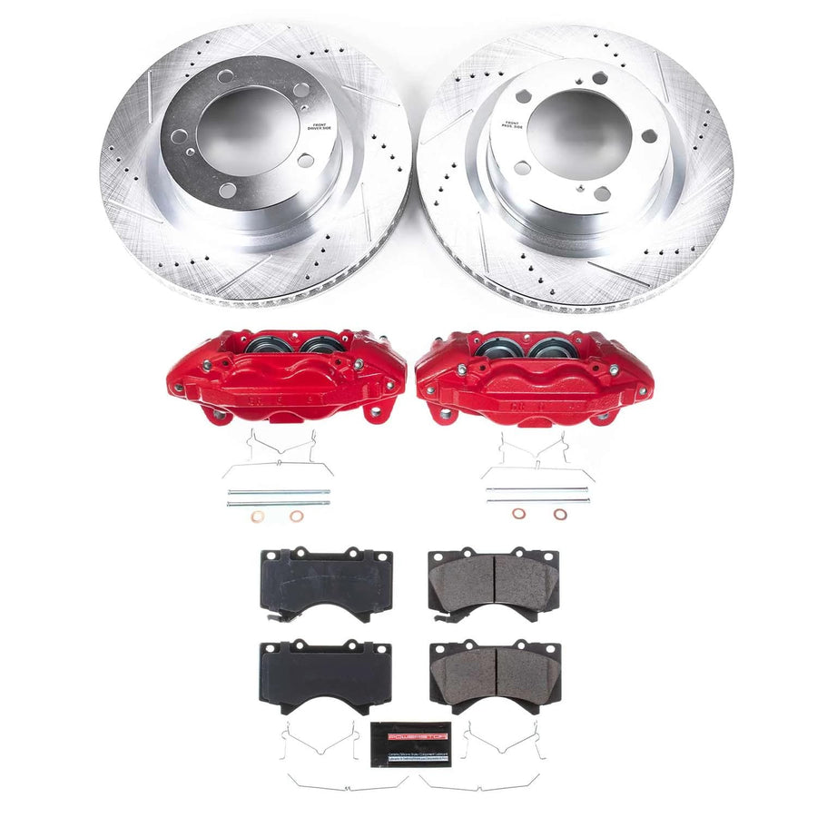 Power Stop Z36 KC2952B-36 Truck & Tow Front Caliper Kit-Rotors, Carbon Ceramic Brake Pads, Calipers For Toyota Sequoia 2016-2022, Toyota Tundra 2015-2021 [Model Specific]