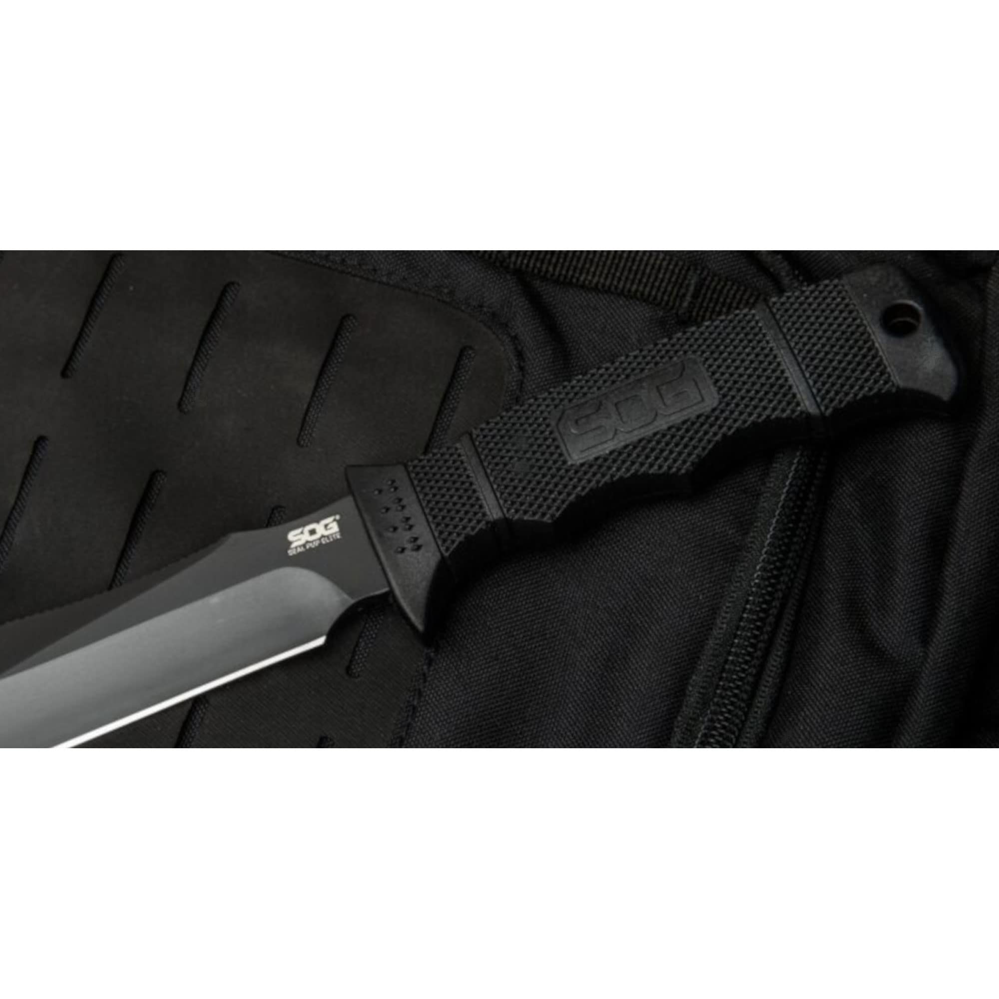 SEAL Pup Elite Survival Knife - SOG Fixed Blade Knives with Sheath, Hunting Knife w/ 4.85 Inch AUS-8 Bowie Knife Blade for a Tactical Knife (E37SN-CP)