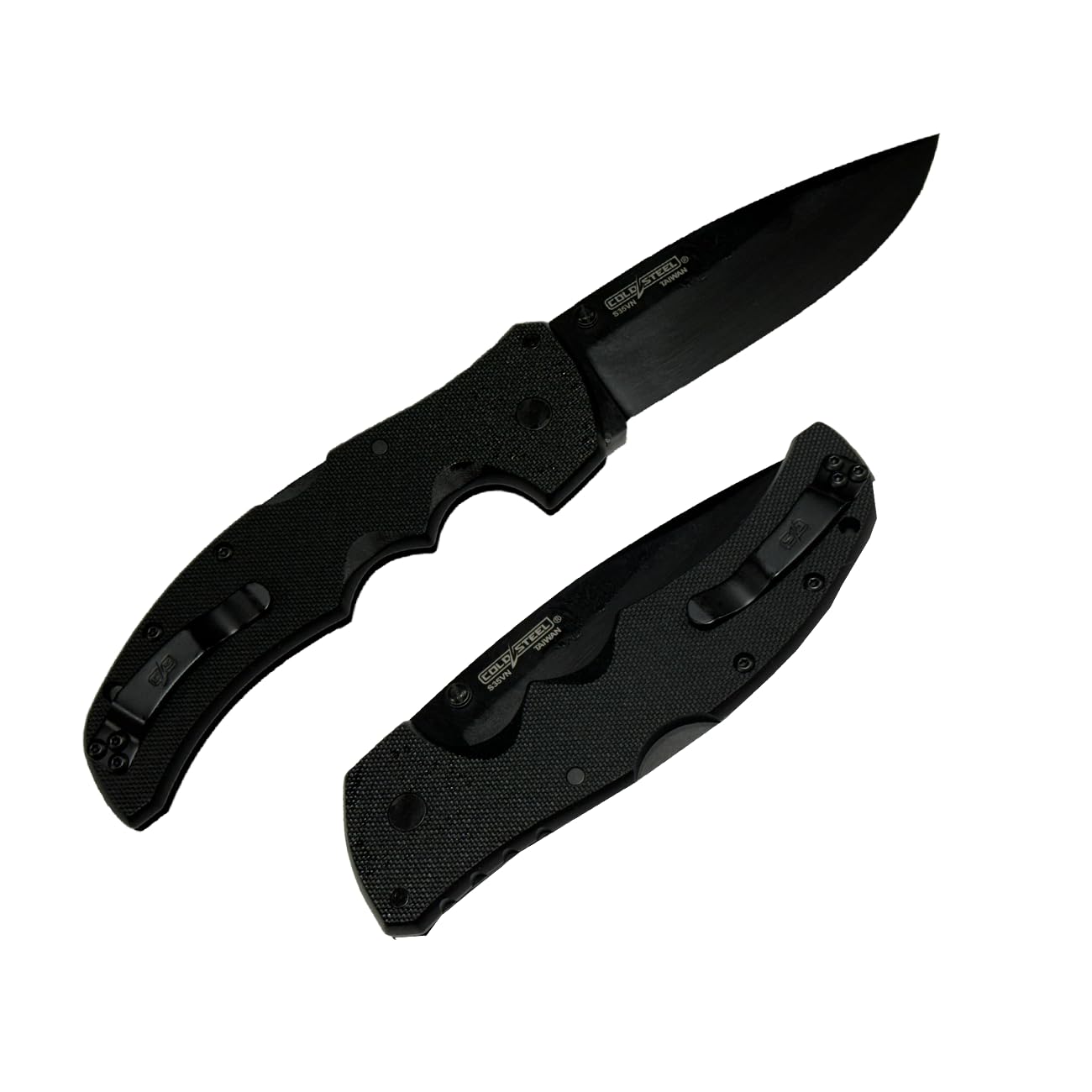 Recon 1 Series Cold Steel Tactical Folding Knife with Tri-Ad Lock and Pocket Clip - Made with Premium CPM-S35VN Steel, Spear Point, Black