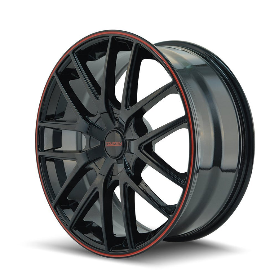 18x8 TR60, Bolt Pattern: 5x112/120, Offset: 40, BLACK/RED RING, set of 1