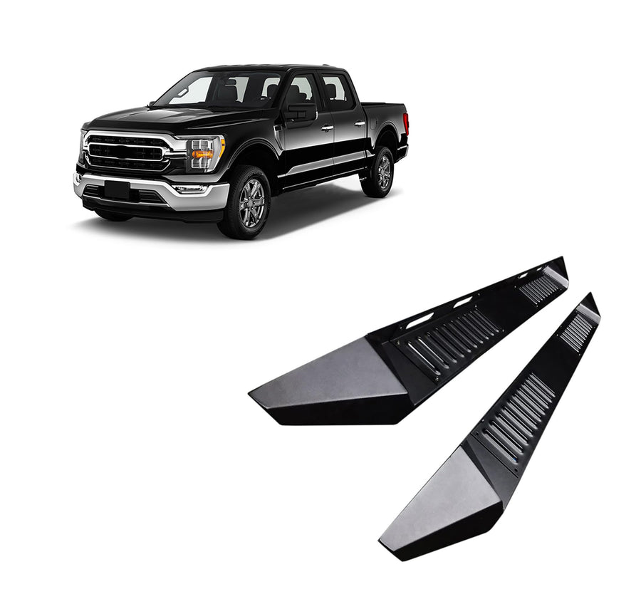 ARMOUR Black Horse Heavy Duty Steel Running Boards Black Compatible with 15-24 Ford F-150|22-24 Ford F-150 Lightning (Excl.22 F150 Lightning EV)|17-24 Ford F-250/F-350/F-450/F-550 Super Duty-AR-FOF291
